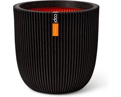 Capi Europe - Bloempot bol Groove NL - 35x34 - Zwart - Opening Ø29 - Bloempot voor binnen en buiten - Levenslang garantie - Breukbestendig - 100% Recyclebaar - CO2 Neutraal geproduceerd - KGVBL932