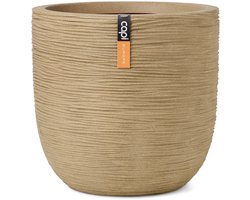 Capi Europe - Bloempot bol Rib NL - 35x34 - Beige - Opening Ø29 - Bloempot voor binnen en buiten - Levenslang garantie - Breukbestendig - 100% Recyclebaar - CO2 Neutraal geproduceerd - KBER932