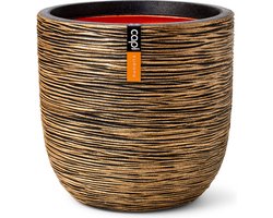 Capi Europe - Bloempot bol Rib NL - 35x34 - Goud - Opening Ø29 - Bloempot voor binnen en buiten - Levenslang garantie - Breukbestendig - 100% Recyclebaar - CO2 Neutraal geproduceerd - KBGR932