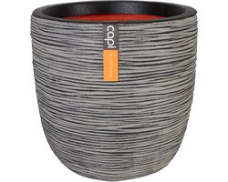 Capi Europe - Bloempot bol Rib NL - 43x41 - Antraciet - Opening Ø35 - Bloempot voor binnen en buiten - Levenslang garantie - Breukbestendig - 100% Recyclebaar - CO2 Neutraal geproduceerd - KOFZ933