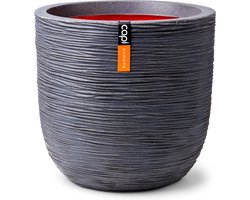 Capi Europe - Bloempot bol Rib NL - 43x41 - Donkergrijs - Opening Ø35 - Bloempot voor binnen en buiten - Levenslang garantie - Breukbestendig - 100% Recyclebaar - CO2 Neutraal geproduceerd - KDGR933