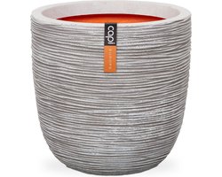 Capi Europe - Bloempot bol Rib NL - 43x41 - Ivoor - Opening Ø35 - Bloempot voor binnen en buiten - Levenslang garantie - Breukbestendig - 100% Recyclebaar - CO2 Neutraal geproduceerd - KOFI933