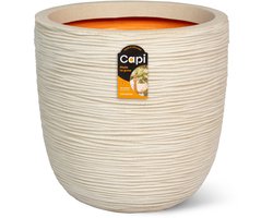 Capi Europe - Bloempot bol Rib NL - 43x41 - Kiezel - Bloempot voor binnen en buiten - Levenslang garantie - Breukbestendig - 100% Recyclebaar - CO2 Neutraal geproduceerd - KPER933