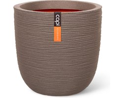 Capi Europe - Bloempot bol Rib NL - 43x41 - Warm taupe - Opening Ø35 - Bloempot voor binnen en buiten - Levenslang garantie - Breukbestendig - 100% Recyclebaar - CO2 Neutraal geproduceerd - KWTR933