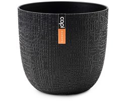 Capi Europe - Bloempot bol Skin 'made with' textiel zwart - 22x20 - Textiel zwart - Bloempot voor binnen en buiten - Capi ‘Made with’ - Gemaakt van gerecycled materiaal - Levenslang garantie - ISTB534