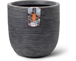 Capi Europe - Bloempot bol Waste Rib NL - 35x34 - Terrazzo grijs - Opening Ø29 - Bloempot voor binnen en buiten - Levenslang garantie - Breukbestendig - 100% Recyclebaar - CO2 Neutraal geproduceerd - KTGR932