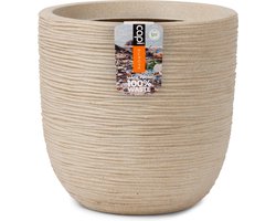 Capi Europe - Bloempot bol Waste Rib NL - 43x41 - Terrazzo beige - Opening Ø35 - Bloempot voor binnen en buiten - Levenslang garantie - Breukbestendig - 100% Recyclebaar - CO2 Neutraal geproduceerd - KTBR933