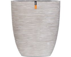 Capi Europe - Bloempot ovaal hoog Rib Anthracite & Ivory - 14x32x17 - Ivoor - Opening Ø30 - Bloempot voor binnen - 5 jaar garantie - BOFI193
