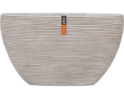 Capi Europe - Bloempot ovaal Rib Anthracite & Ivory - 59x14x34 - Ivoor - Opening Ø54.6 - Bloempot voor binnen - 5 jaar garantie - BOFI841