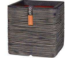 Capi Europe - Bloempot vierkant Rib NL - 30x30 - Antraciet - Opening Ø24 - Bloempot voor binnen en buiten - Levenslang garantie - Breukbestendig - 100% Recyclebaar - CO2 Neutraal geproduceerd - KOFZ902
