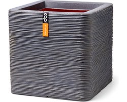 Capi Europe - Bloempot vierkant Rib NL - 50x50 - Donkergrijs - Opening Ø42 - Bloempot voor binnen en buiten - Levenslang garantie - Breukbestendig - 100% Recyclebaar - CO2 Neutraal geproduceerd - KDGR904