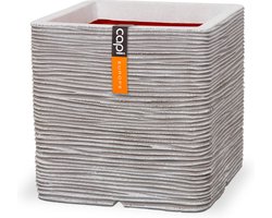 Capi Europe - Bloempot vierkant Rib NL - 50x50 - Ivoor - Opening Ø42 - Bloempot voor binnen en buiten - Levenslang garantie - Breukbestendig - 100% Recyclebaar - CO2 Neutraal geproduceerd - KOFI904