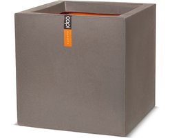 Capi Europe - Bloempot vierkant Smooth NL - 50x50 - Warm taupe - Opening Ø42 - Bloempot voor binnen en buiten - Levenslang garantie - Breukbestendig - 100% Recyclebaar - CO2 Neutraal geproduceerd - KWT904