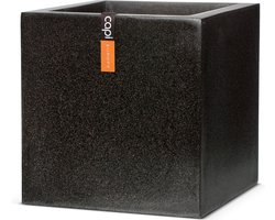 Capi Europe - Bloempot vierkant Terrazzo - 80x80 - Zwart - Bloempot voor buiten - FIT907