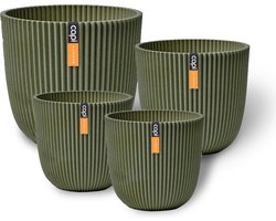 Capi Europe - Cadeauset Pot bol Groove 'made with' kunstgras groen - Kunstgras groen - Bloempotten voor binnen en buiten - Capi ‘Made with’ - Gemaakt van gerecycled materiaal - Levenslang garantie - Cadeauset