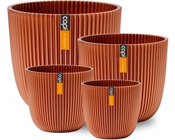 Capi Europe - Cadeauset Pot bol Groove 'made with' metallic koper - Metallic koper - Bloempotten voor binnen en buiten - Capi ‘Made with’ - Gemaakt van gerecycled materiaal - Levenslang garantie - Cadeauset