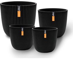 Capi Europe - Cadeauset Pot bol Groove 'made with' textiel zwart - Textiel zwart - Bloempotten voor binnen en buiten - Capi ‘Made with’ - Gemaakt van gerecycled materiaal - Levenslang garantie - Cadeauset