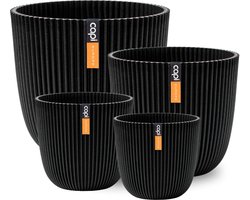 Capi Europe - Cadeauset Pot bol Groove 'made with' textiel zwart - Textiel zwart - Bloempotten voor binnen en buiten - Capi ‘Made with’ - Gemaakt van gerecycled materiaal - Levenslang garantie - Cadeauset