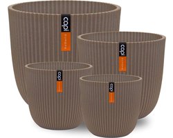 Capi Europe - Cadeauset Pot bol Groove 'made with' warm taupe - Warm taupe - Bloempotten voor binnen en buiten - Capi ‘Made with’ - Gemaakt van gerecycled materiaal - Levenslang garantie - Cadeauset