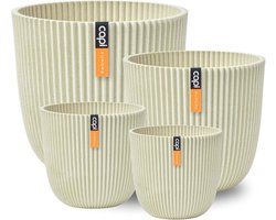 Capi Europe - Cadeauset Pot bol Groove 'made with' zaagsel beige - Zaagsel beige - Bloempotten voor binnen en buiten - Capi ‘Made with’ - Gemaakt van gerecycled materiaal - Levenslang garantie - Cadeauset