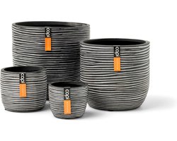 Capi Europe - Mix doos Pot bol Rib antraciet - Antraciet - Bloempotten voor binnen - 5 jaar garantie - Cadeauset