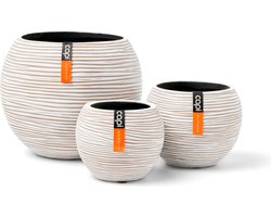 Capi Europe - Mix doos Vaas bol Rib ivoor - Ivoor - Bloempotten voor binnen - 5 jaar garantie - Cadeauset