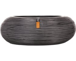 Capi Europe - Schaal rond Rib Anthracite & Ivory - 33x11 - Antraciet - Opening Ø21 - Bloempot voor binnen - 5 jaar garantie - BOFZ041