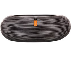 Capi Europe - Schaal rond Rib Anthracite & Ivory - 33x11 - Antraciet - Opening Ø21.1 - Bloempot voor binnen - 5 jaar garantie - BOFZ041