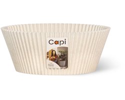 Capi Europe - Schaal taps Groove Made With - 24x9 - Zaagsel beige - Bloempot voor binnen en buiten - Capi ‘Made with’ - Gemaakt van gerecycled materiaal - Levenslang garantie - IGSW541