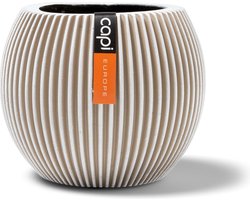 Capi Europe - Vaas bol Groove Anthracite & Ivory - 10x9 - Ivoor - Opening Ø7.2 - Bloempot voor binnen - 5 jaar garantie - BGVI101