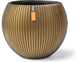 Capi Europe - Vaas bol Groove Black & Gold - 10x9 - Goud - Opening Ø7.2 - Bloempot voor binnen - 5 jaar garantie - BGVGB101