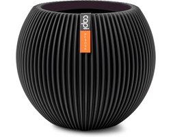Capi Europe - Vaas bol Groove Black & Gold - 10x9 - Zwart - Opening Ø7.2 - Bloempot voor binnen - 5 jaar garantie - BGVBL101