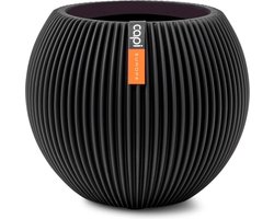 Capi Europe - Vaas bol Groove Black & Gold - 30x25 - Zwart - Opening Ø21.5 - Bloempot voor binnen - 5 jaar garantie - BGVBL104