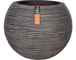Capi Europe - Vaas bol Rib NL - 40x32 - Antraciet - Opening Ø24 - Bloempot voor binnen en buiten - Levenslang garantie - Breukbestendig - 100% Recyclebaar - CO2 Neutraal geproduceerd - KOFZ270