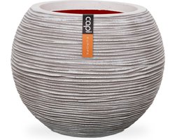 Capi Europe - Vaas bol Rib NL - 40x32 - Ivoor - Opening Ø24 - Bloempot voor binnen en buiten - Levenslang garantie - Breukbestendig - 100% Recyclebaar - CO2 Neutraal geproduceerd - KOFI270