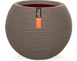 Capi Europe - Vaas bol Rib NL - 40x32 - Warm taupe - Opening Ø24 - Bloempot voor binnen en buiten - Levenslang garantie - Breukbestendig - 100% Recyclebaar - CO2 Neutraal geproduceerd - KWTR270