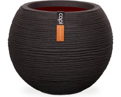 Capi Europe - Vaas bol Rib NL - 62x48 - Zwart - Opening Ø40 - Bloempot voor binnen en buiten - Levenslang garantie - Breukbestendig - 100% Recyclebaar - CO2 Neutraal geproduceerd - KBLR271