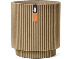 Capi Europe - Vaas cilinder Groove NL - 35x38 - Beige - Opening Ø29 - Bloempot voor binnen en buiten - Levenslang garantie - Breukbestendig - 100% Recyclebaar - CO2 Neutraal geproduceerd - KGVBE882