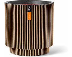 Capi Europe - Vaas cilinder Groove NL - 35x38 - Goud - Opening Ø29 - Bloempot voor binnen en buiten - Levenslang garantie - Breukbestendig - 100% Recyclebaar - CO2 Neutraal geproduceerd - KGVGB882