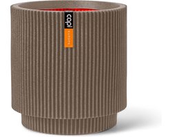 Capi Europe - Vaas cilinder Groove NL - 35x38 - Warm taupe - Opening Ø29 - Bloempot voor binnen en buiten - Levenslang garantie - Breukbestendig - 100% Recyclebaar - CO2 Neutraal geproduceerd - KGVWT882
