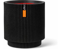 Capi Europe - Vaas cilinder Groove NL - 35x38 - Zwart - Opening Ø29 - Bloempot voor binnen en buiten - Levenslang garantie - Breukbestendig - 100% Recyclebaar - CO2 Neutraal geproduceerd - KGVBL882