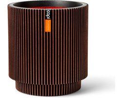 Capi Europe - Vaas cilinder Groove NL - 41x43 - Koper - Opening Ø36 - Bloempot voor binnen en buiten - Levenslang garantie - Breukbestendig - 100% Recyclebaar - CO2 Neutraal geproduceerd - KGVCO883