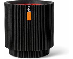 Capi Europe - Vaas cilinder Groove NL - 41x43 - Zwart - Opening Ø36 - Bloempot voor binnen en buiten - Levenslang garantie - Breukbestendig - 100% Recyclebaar - CO2 Neutraal geproduceerd - KGVBL883