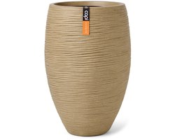 Capi Europe - Vaas elegant deluxe Rib NL - 38x58 - Beige - Bloempot voor binnen en buiten - Levenslang garantie - Breukbestendig - 100% Recyclebaar - CO2 Neutraal geproduceerd - KBER1131