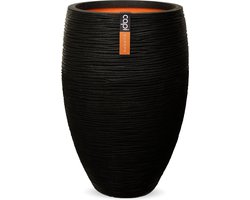 Capi Europe - Vaas elegant deluxe Rib NL - 38x58 - Zwart - Opening Ø27 - Bloempot voor binnen en buiten - Levenslang garantie - Breukbestendig - 100% Recyclebaar - CO2 Neutraal geproduceerd - KBLR1131