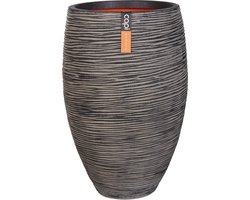 Capi Europe - Vaas elegant deluxe Rib NL - 51x72 - Antraciet - Opening Ø31 - Bloempot voor binnen en buiten - Levenslang garantie - Breukbestendig - 100% Recyclebaar - CO2 Neutraal geproduceerd - KOFZ1138