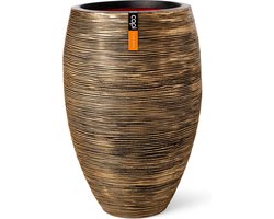 Capi Europe - Vaas elegant deluxe Rib NL - 51x72 - Goud - Opening Ø31 - Bloempot voor binnen en buiten - Levenslang garantie - Breukbestendig - 100% Recyclebaar - CO2 Neutraal geproduceerd - KBGR1138