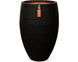 Capi Europe - Vaas elegant deluxe Rib NL - 55x85 - Zwart - Opening Ø38 - Bloempot voor binnen en buiten - Levenslang garantie - Breukbestendig - 100% Recyclebaar - CO2 Neutraal geproduceerd - KBLR1132