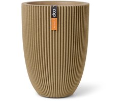 Capi Europe - Vaas elegant laag Groove NL - 34x46 - Beige - Opening Ø27 - Bloempot voor binnen en buiten - Levenslang garantie - Breukbestendig - 100% Recyclebaar - CO2 Neutraal geproduceerd - KGVBE782