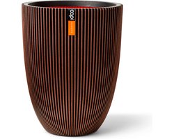 Capi Europe - Vaas elegant laag Groove NL - 34x46 - Koper - Opening Ø27 - Bloempot voor binnen en buiten - Levenslang garantie - Breukbestendig - 100% Recyclebaar - CO2 Neutraal geproduceerd - KGVCO782